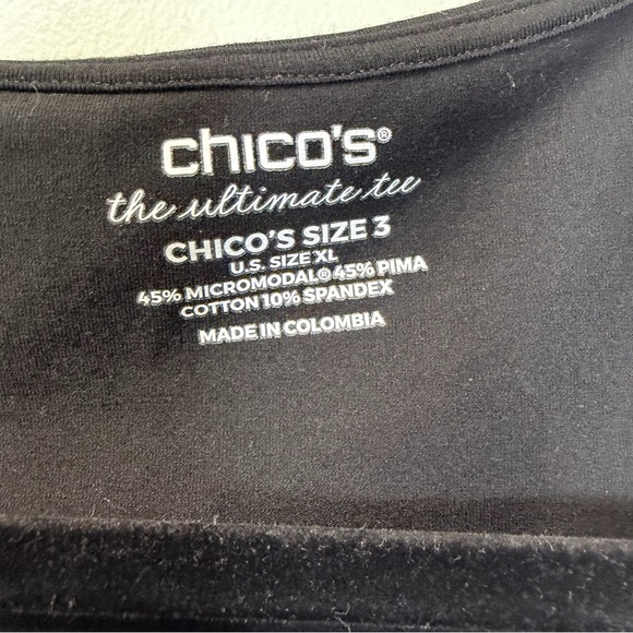 Chico's The Ultimate Tee Black Long Sleeve Shirt Cotton Women's Size XL - Picture 4 of 7